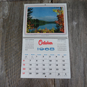 Vintage Scenic Wall Calendar 1968 United States Views 2024 Season's Greetings Bill Pocket
