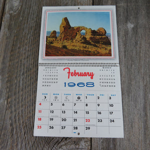 Vintage Scenic Wall Calendar 1968 United States Views 2024 Season's Greetings Bill Pocket