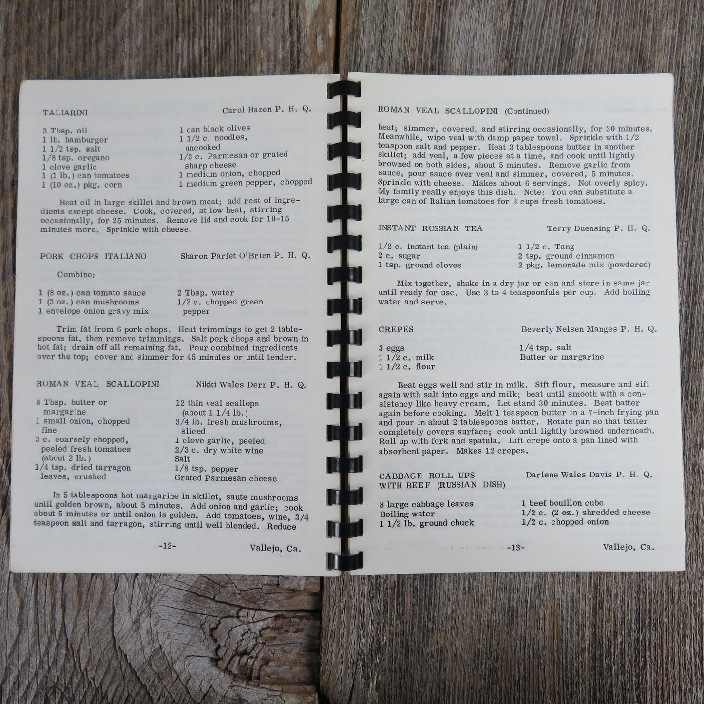 Vintage California Cookbook Vallejo Bethel Church #180 Order of Job's Daughters 1976