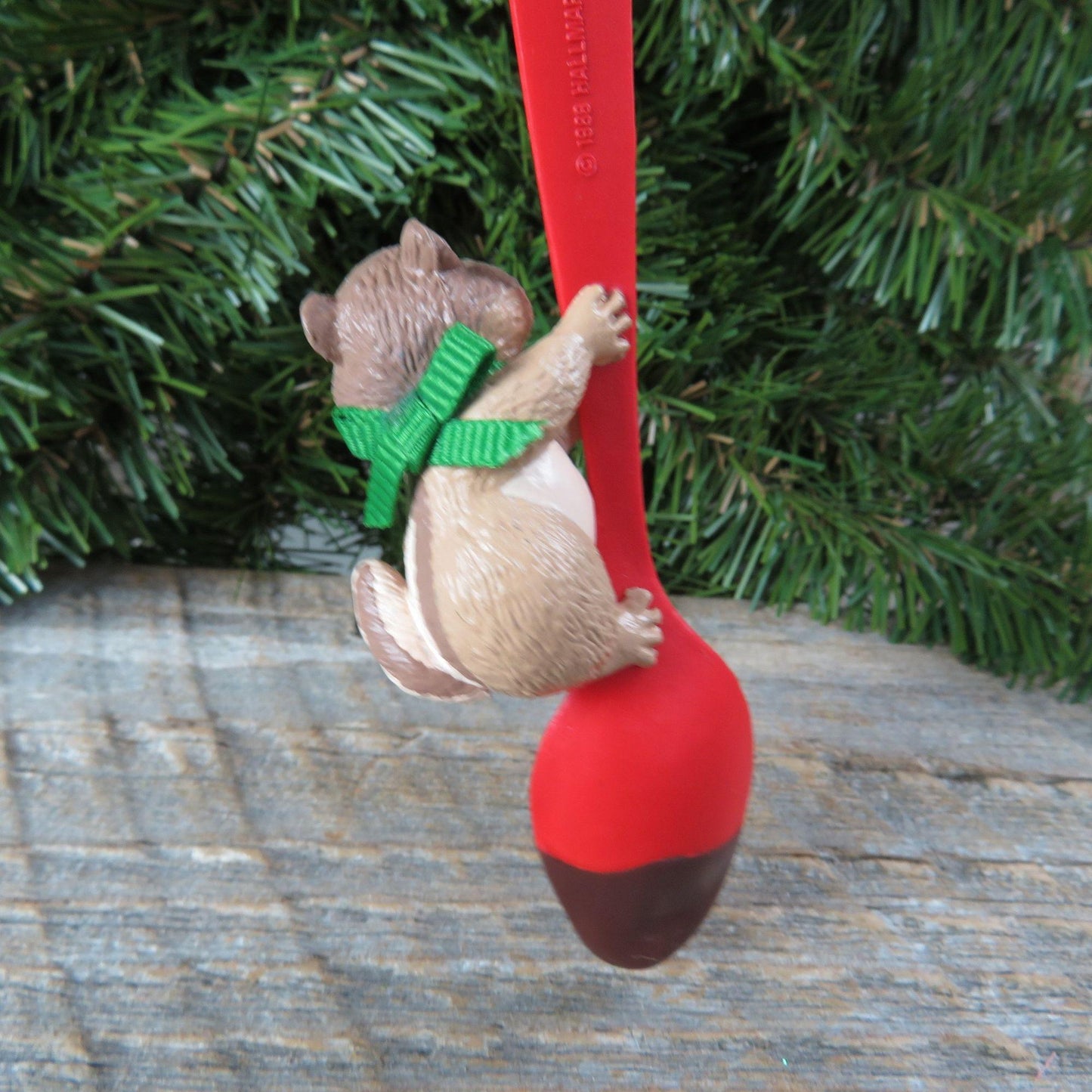 Vintage Chipmunk on a Spoon Christmas Ornament Tiny Taster Chocolate Hallmark 1988
