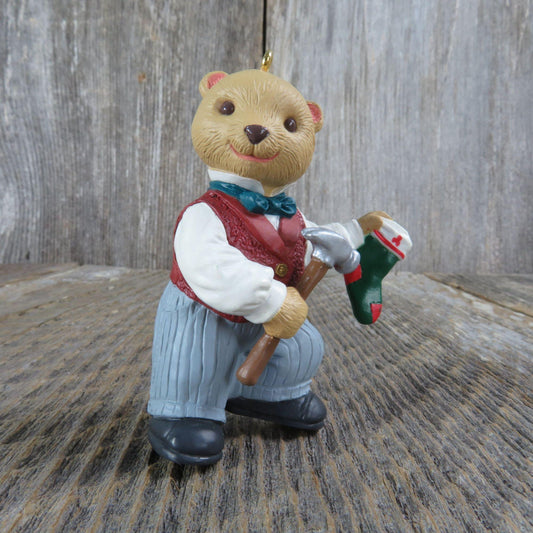 Vintage Papa Bearingers Ornament Bear Dad Hallmark Christmas Hanging Stocking 1993