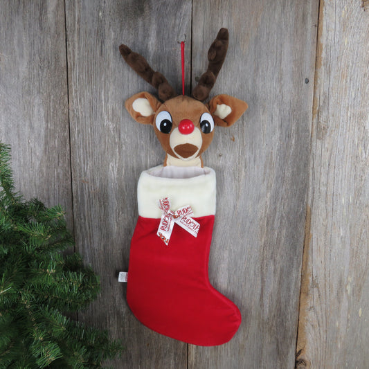 Vintage Rudolph Stocking Prestige Christmas Red Nose Reindeer 1999 Plush Stuffed Red Holiday