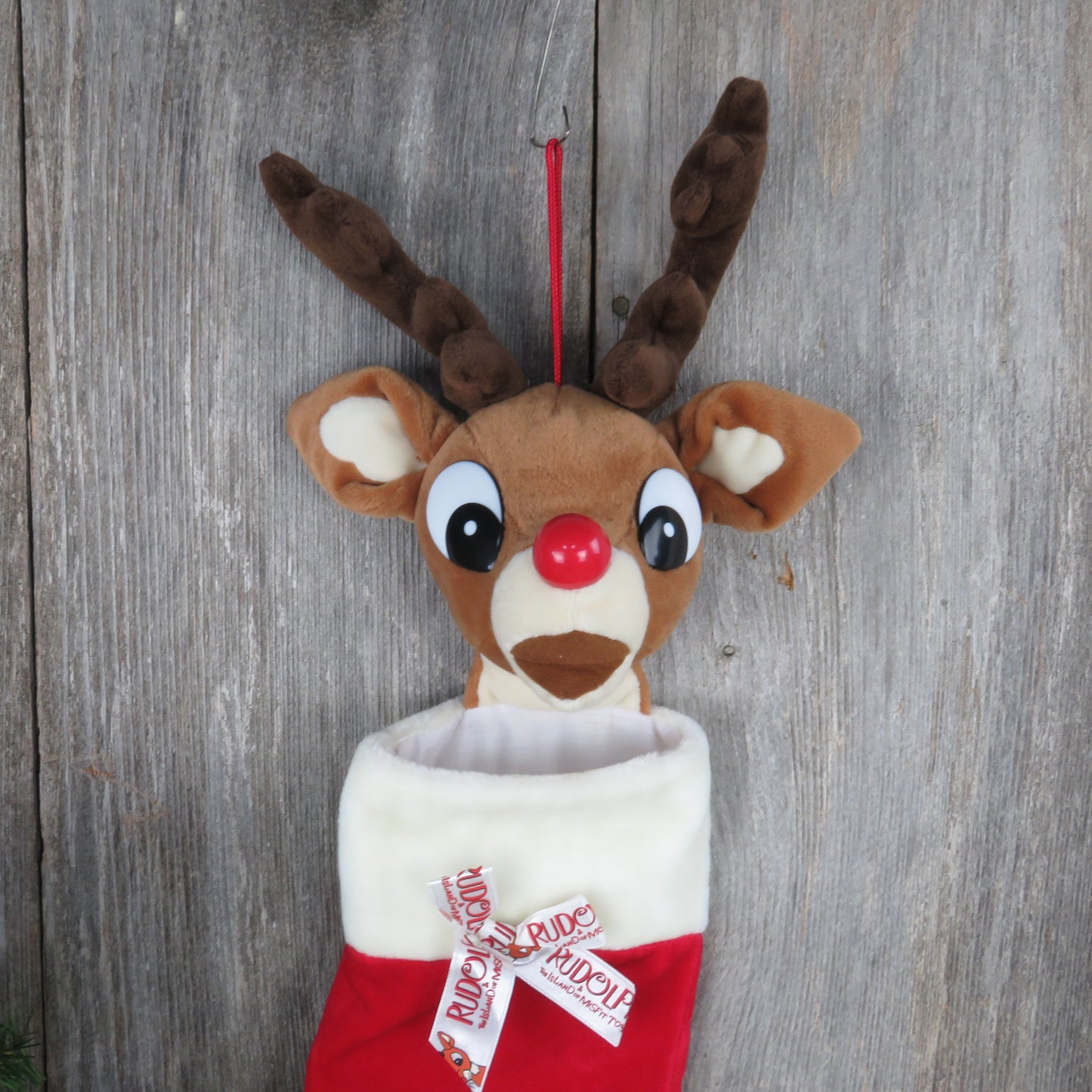 Vintage Rudolph Stocking Prestige Christmas Red Nose Reindeer 1999 Plush Stuffed Red Holiday