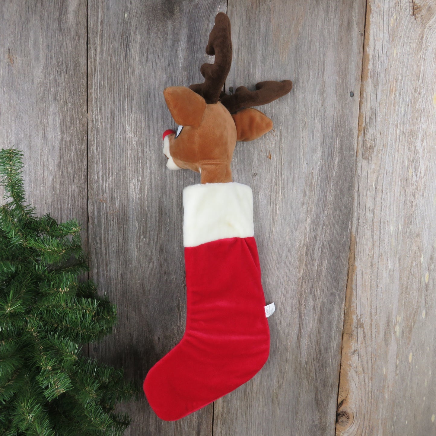 Vintage Rudolph Stocking Prestige Christmas Red Nose Reindeer 1999 Plush Stuffed Red Holiday