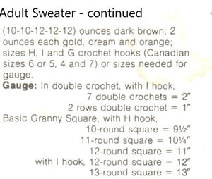 Vintage Crochet Granny Square Afghan and Sweater Pattern Child and Adult Sizes Download PDF - At Grandma's Table