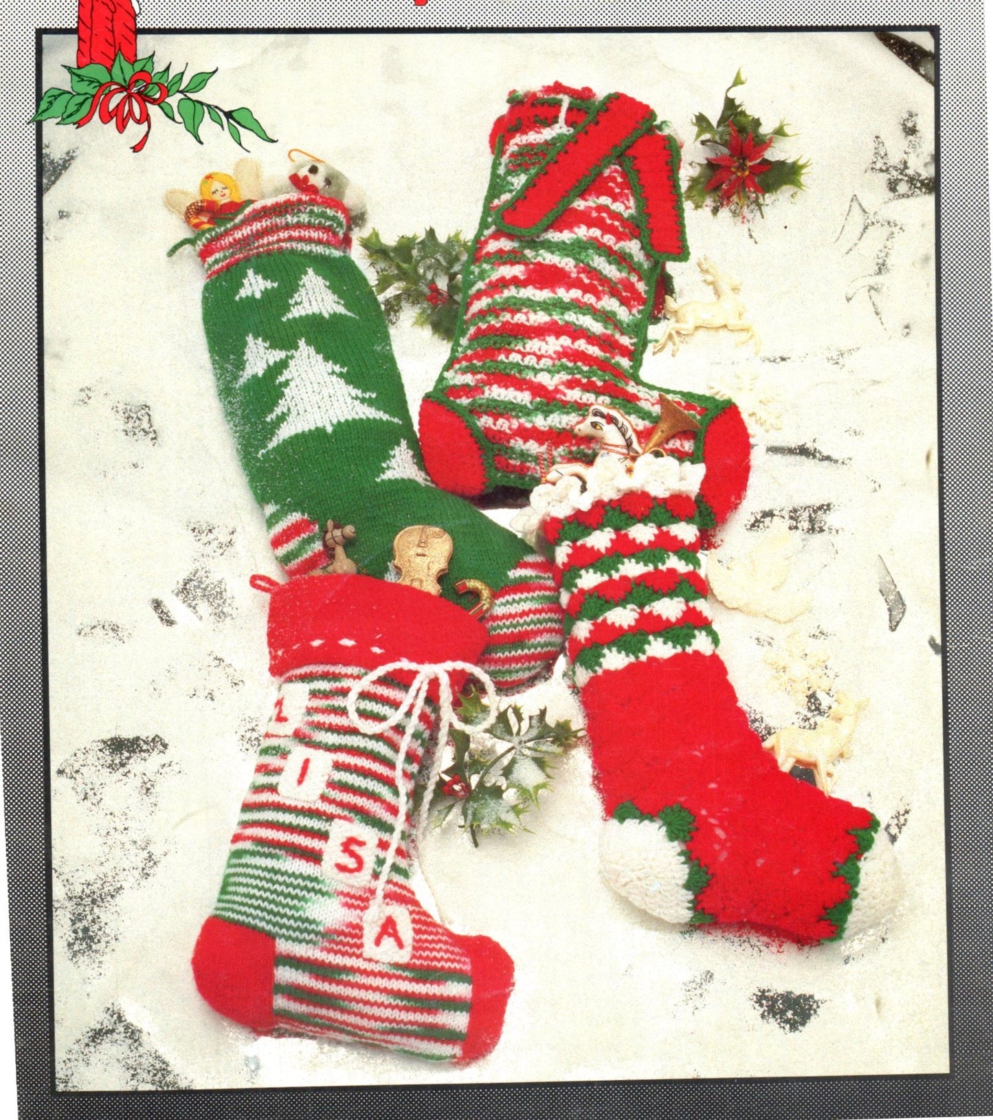 Vintage Knit Crochet Christmas Stocking Pattern Tree Personalizable Knitted PDF Pattern - At Grandma's Table