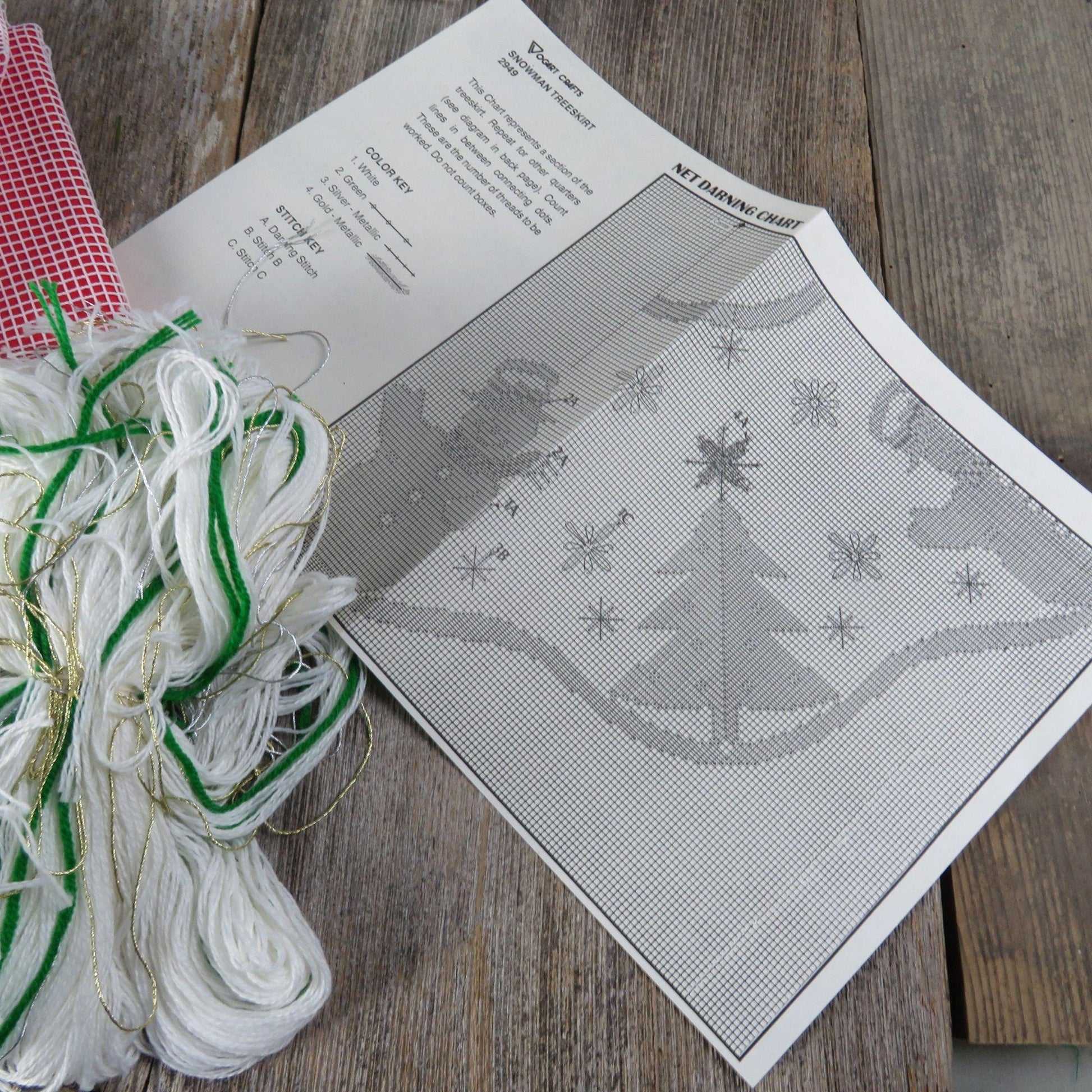 Snowman Christmas Stocking Lace Net Darning Kit Vogart Crafts 2946