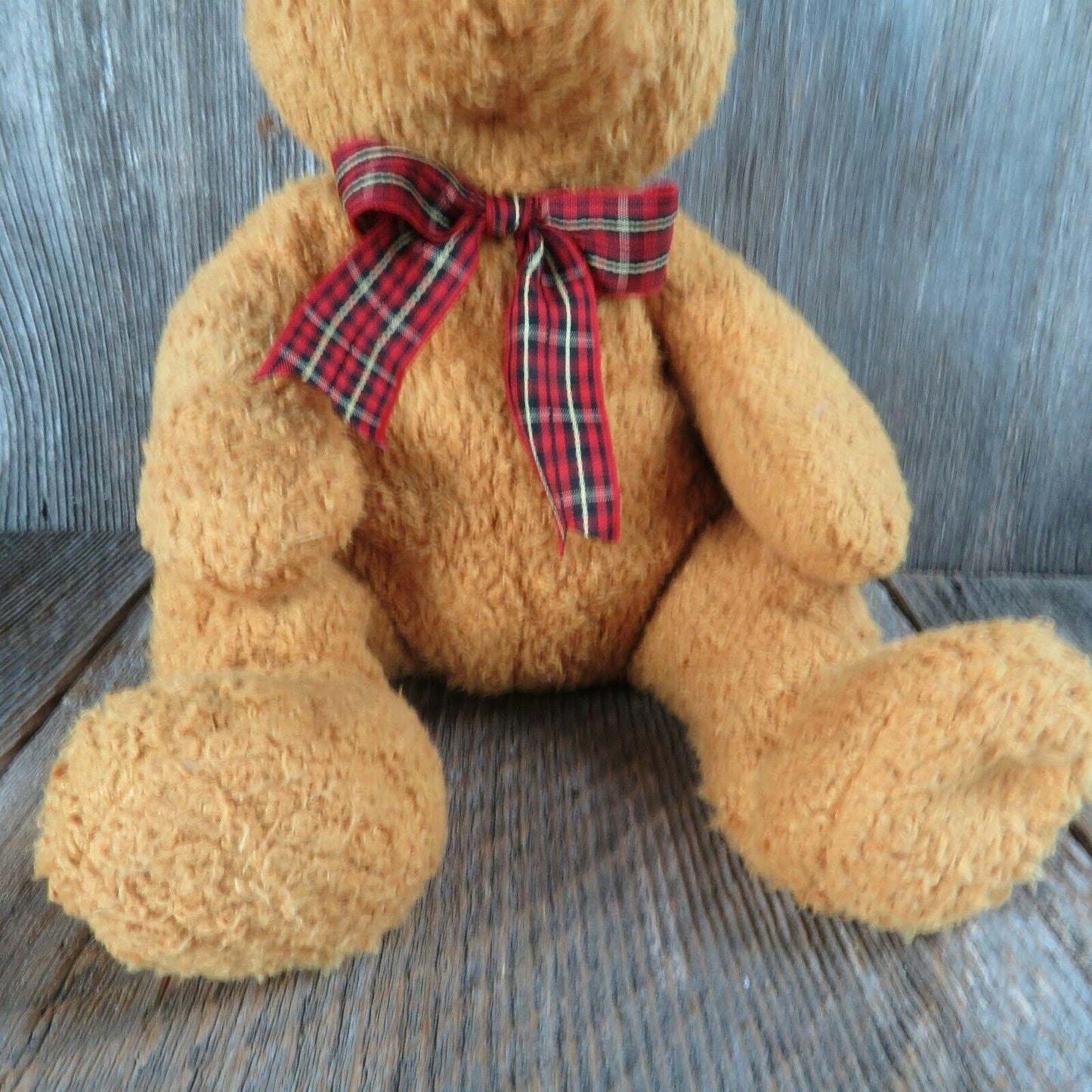 Beanie Buddies Brown Bear Woody Plush Ty Plaid Ribbon Bow 2003 Stuffed Animal