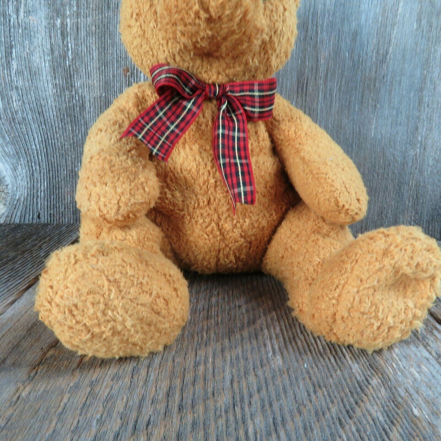 Beanie Buddies Brown Bear Woody Plush Ty Plaid Ribbon Bow 2003 Stuffed Animal