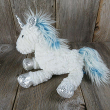 Load image into Gallery viewer, White Blue Unicorn Plush Silver Hooves Feet J Bear Joanne Fabrics 2017 Stuffed