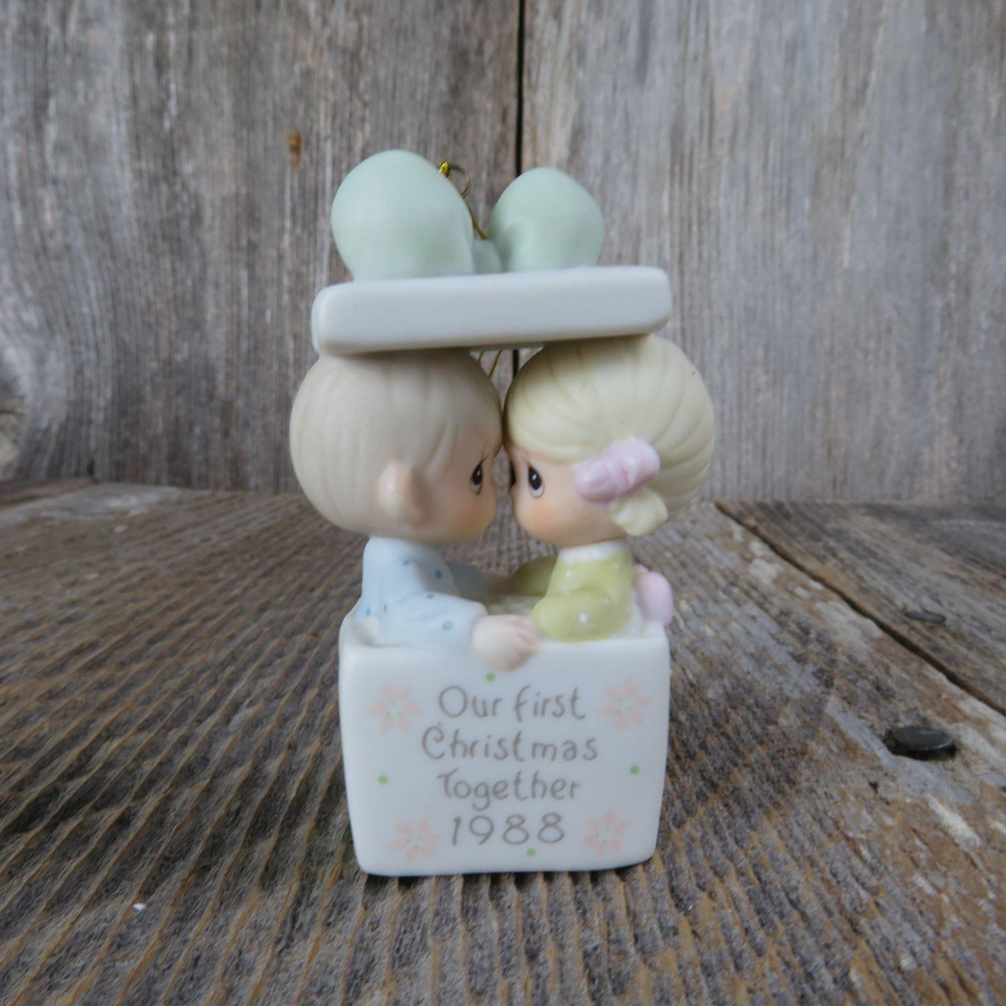 Vintage Our First Christmas Ornament Precious Moments Gift Box Couple Holiday Enesco 1988