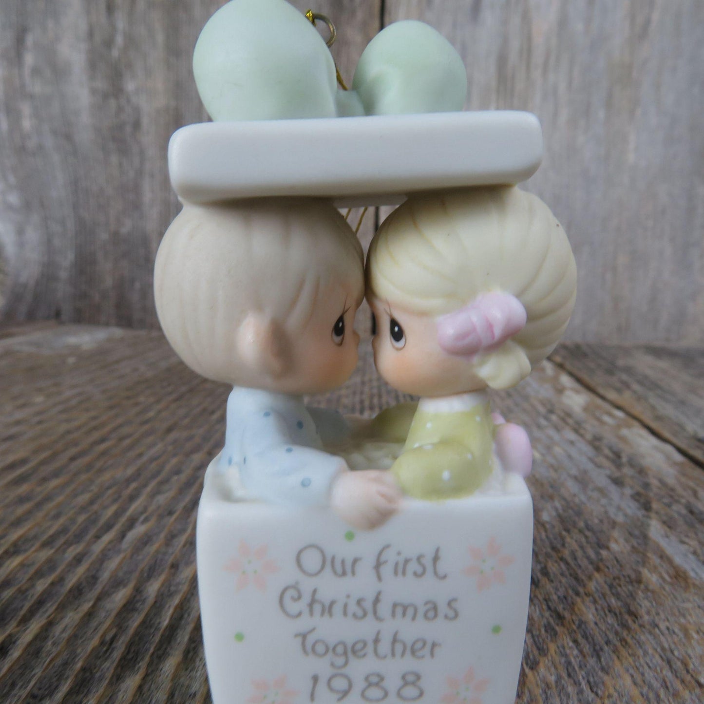 Vintage Our First Christmas Ornament Precious Moments Gift Box Couple Holiday Enesco 1988