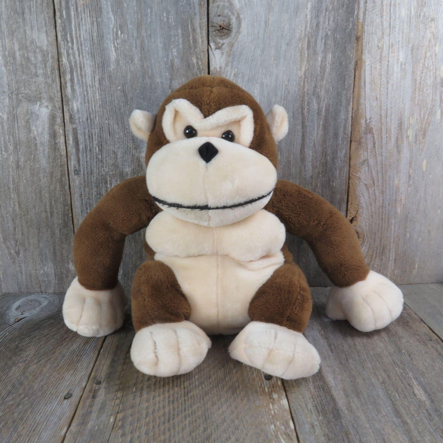 Vintage Donkey Kong Gorilla Plush Monkey Ape Stuffed Animal Large Brown