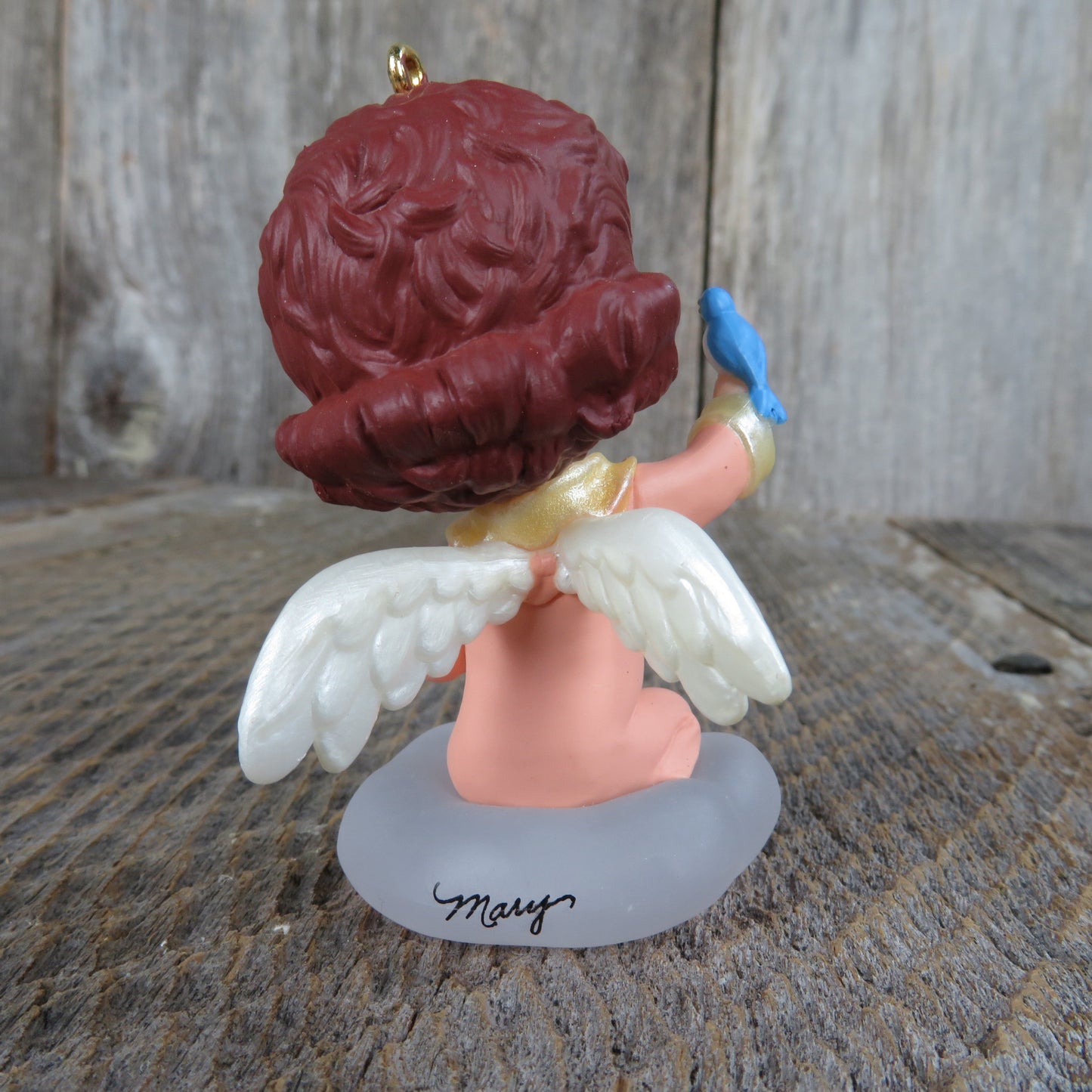 Vintage Camellia Mary's Angels Hallmark Ornament Pink Blue Bird Keepsake Christmas Tree 1995