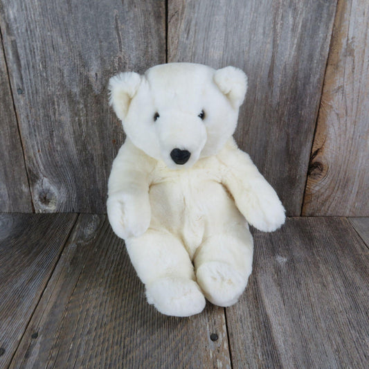 Vintage White Teddy Bear Plush Polar Bear White Russ Berrie Korea