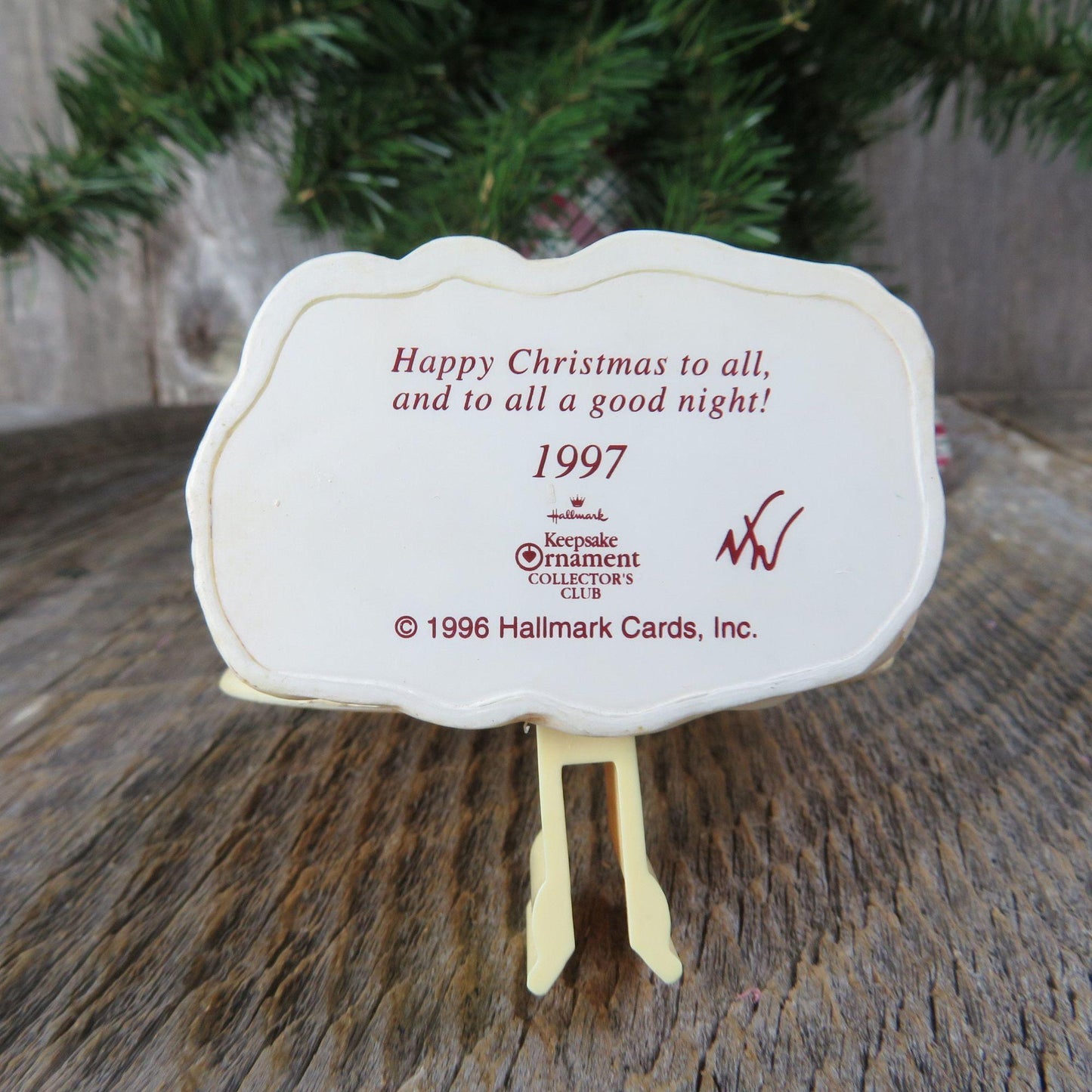 Vintage Chimney Moon Ornament Hallmark Light Clip Happy Christmas to All 1997