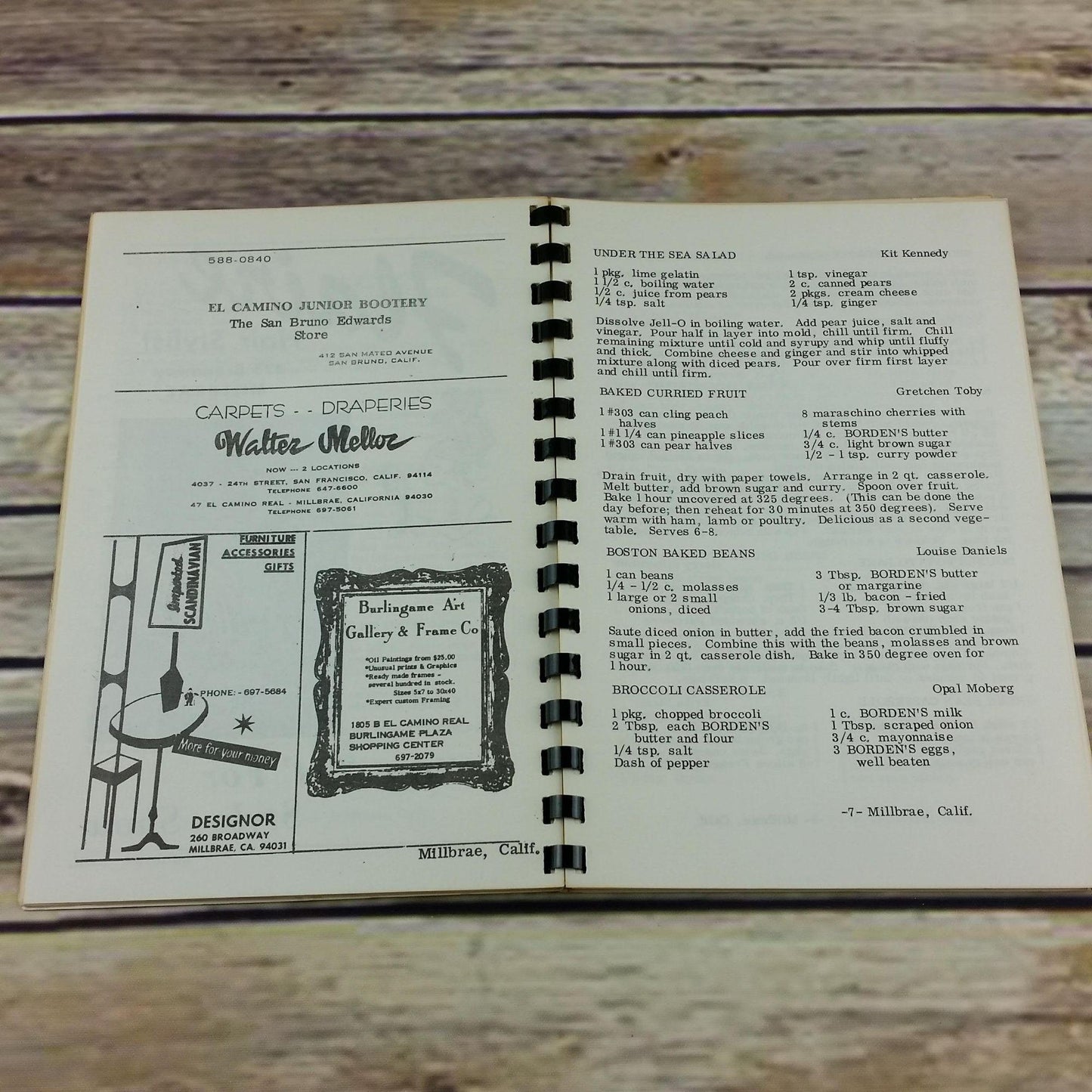 Vintage California Cookbook The Best in Cooking Millbrae Nursery School 1968 Ads