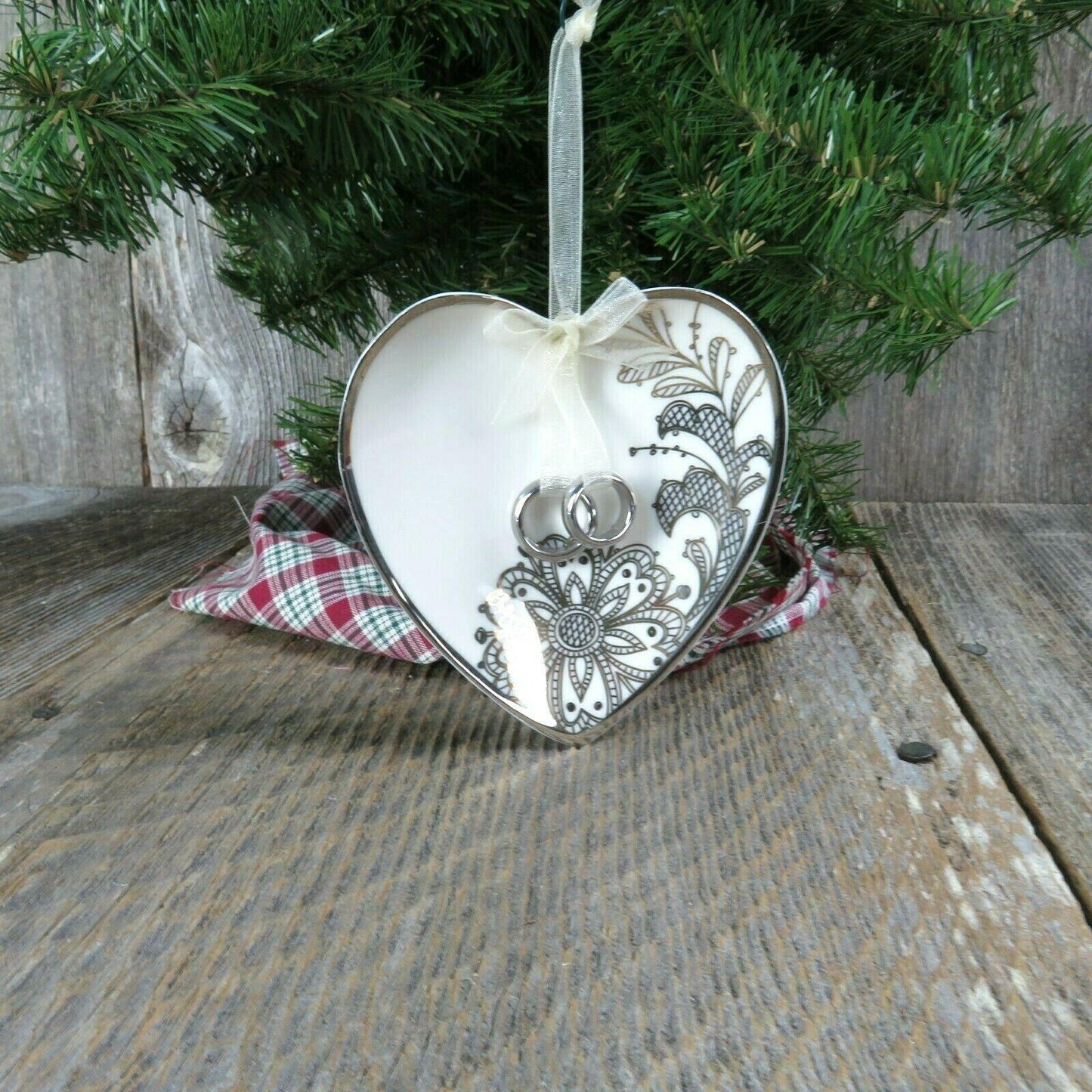 With This Ring Porcelain Heart Wedding Ornament Hallmark First Christmas 2017