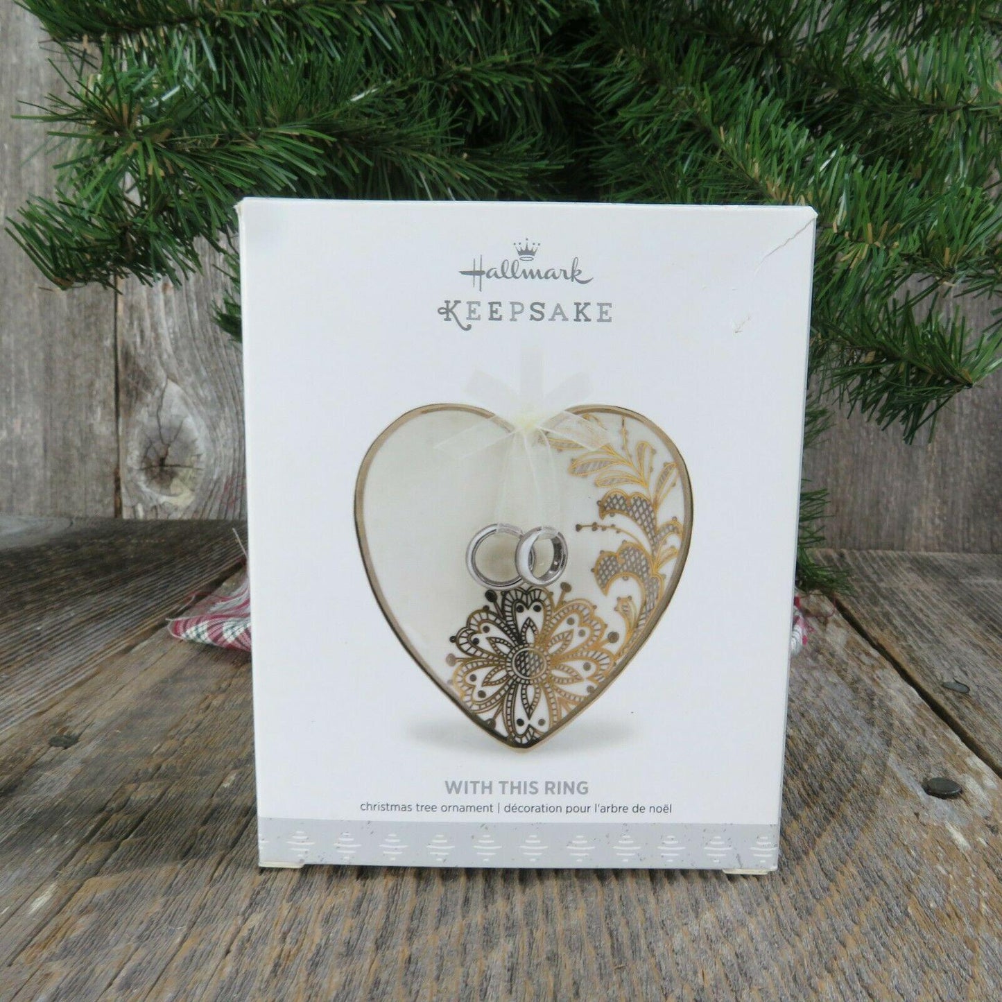 With This Ring Porcelain Heart Wedding Ornament Hallmark First Christmas 2017