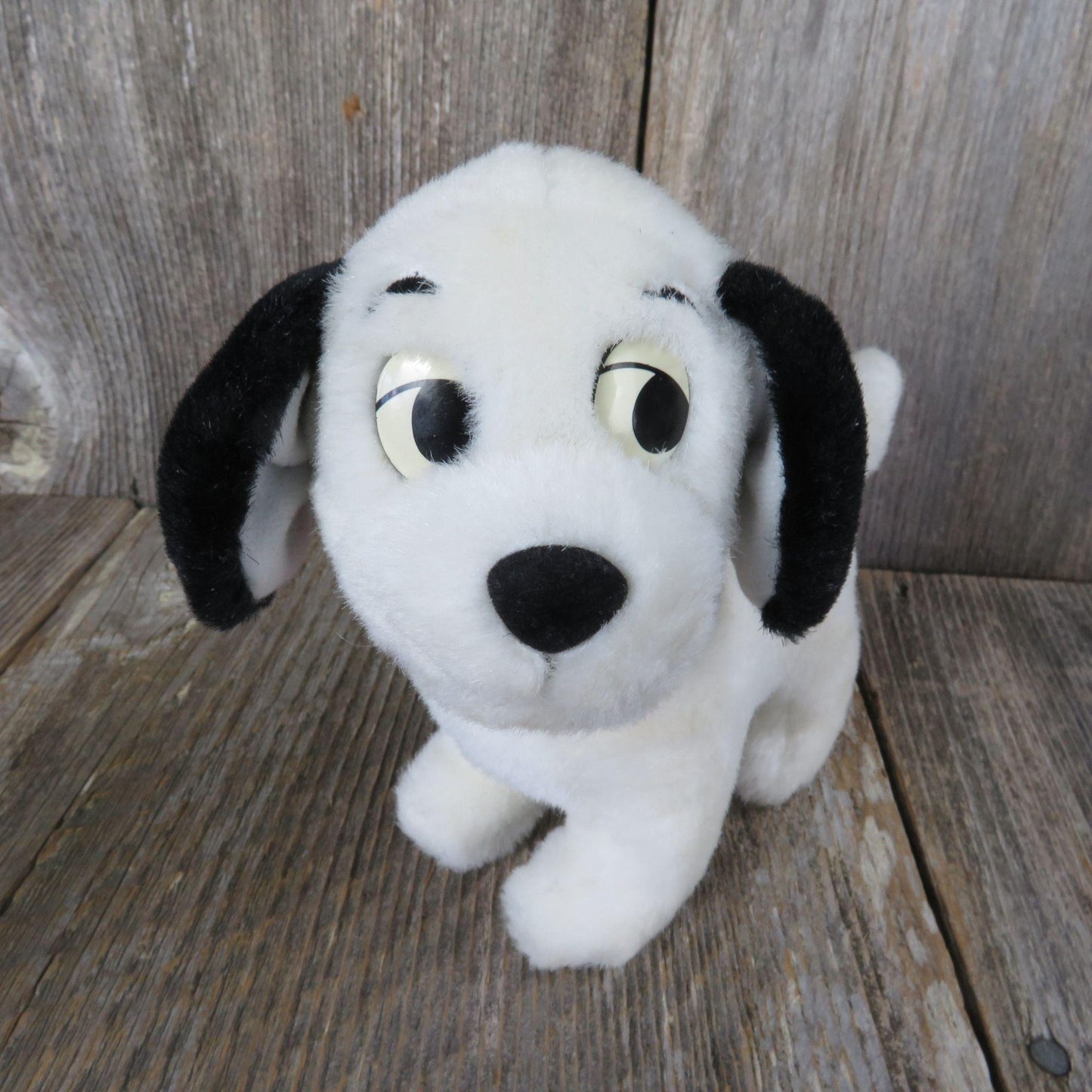 101 Dalmatian Dog Plush Lucky Red Collar Disney White Black Puppy Velvet Flocked Nose Stuffed Animal Vintage