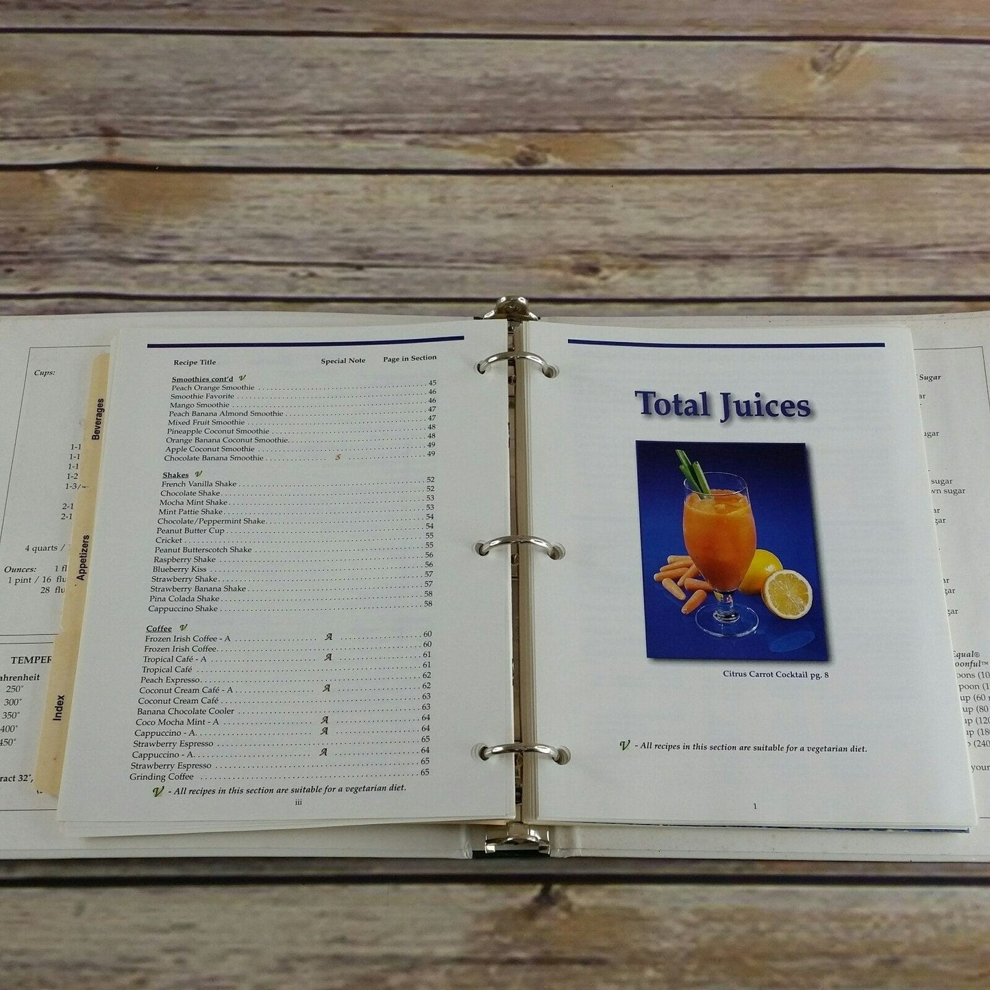 Vita Mix Instructions and Recipes for Better Living VitaMix Manual 1999 Household Use 3 Ring Binder Cookbook