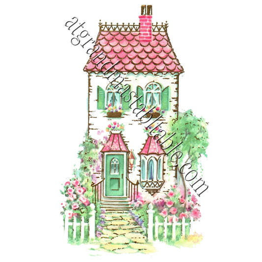 Vintage Victorian House Cottage Clip-art Digital Image - At Grandma's Table