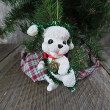 Load image into Gallery viewer, Vintage Puppy Love Hallmark Ornament Dog in Tinsel 1994 Poodle Christmas 4th in Series Gold Heart Tag