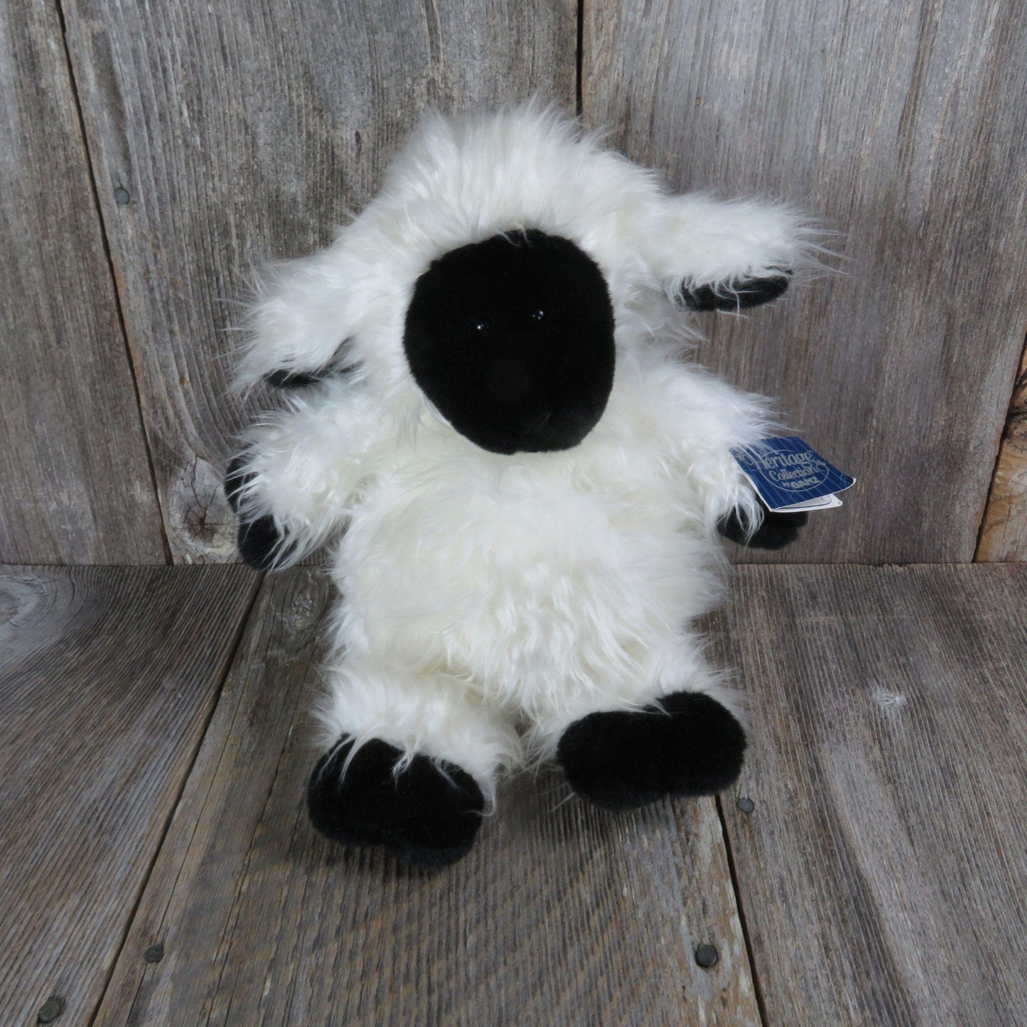 Sheep Plush Lamb Maggie Plush Ganz Black Face Sheep Long White Fur Heritage Collection