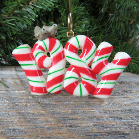 Vintage Candy Cane Ornament Peppermint 1984 Hallmark Christmas Bubble Numbers