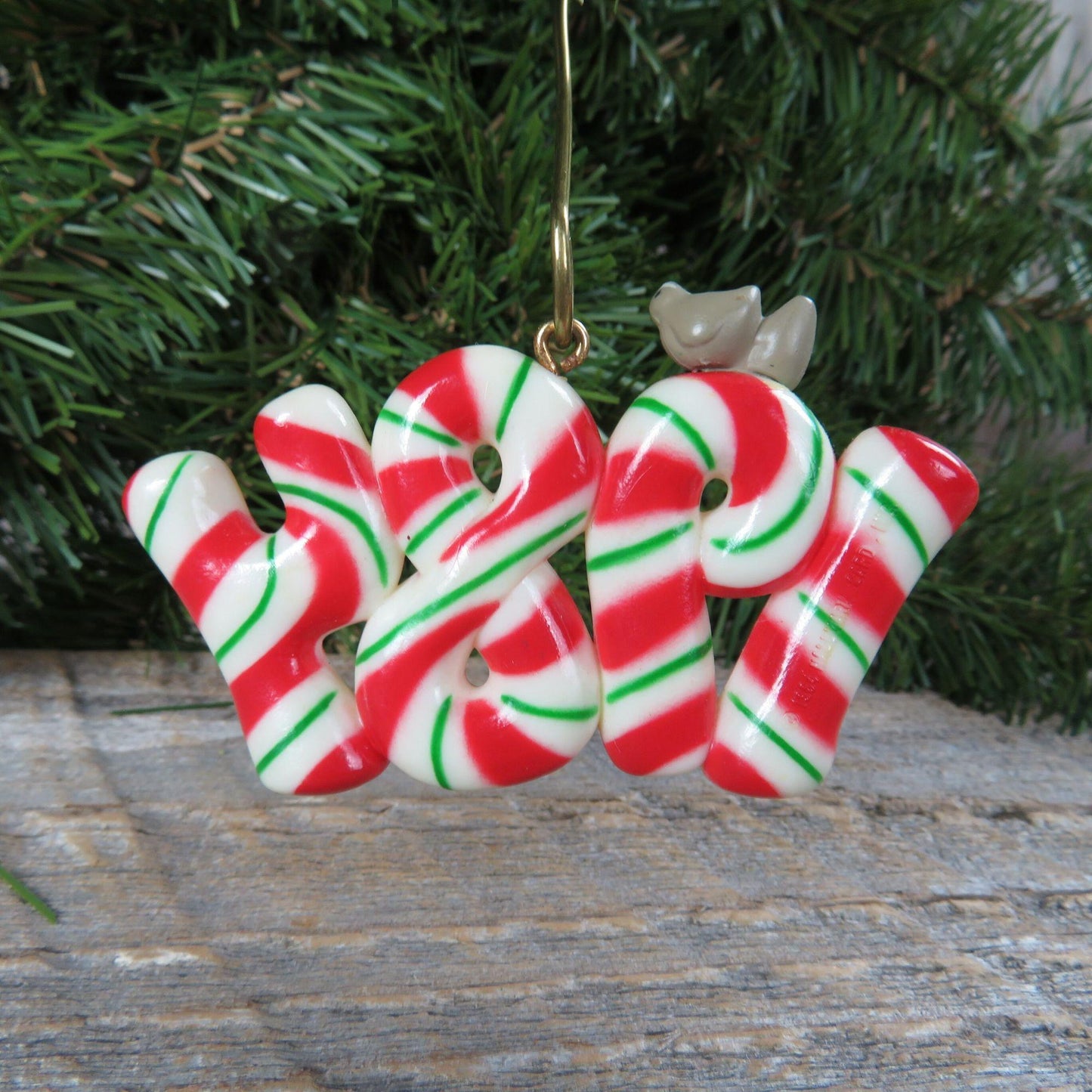 Vintage Candy Cane Ornament Peppermint 1984 Hallmark Christmas Bubble Numbers