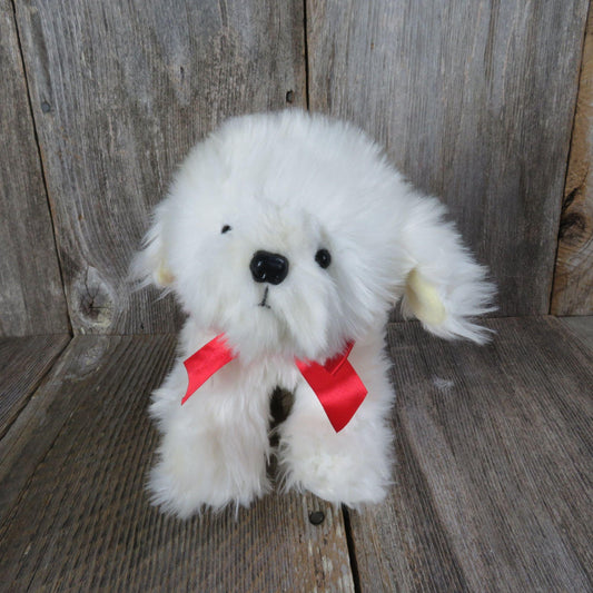 Vintage Bichon Frise Puppy Dog Plush Maltese Applause White Long Haired Stuffed Animal