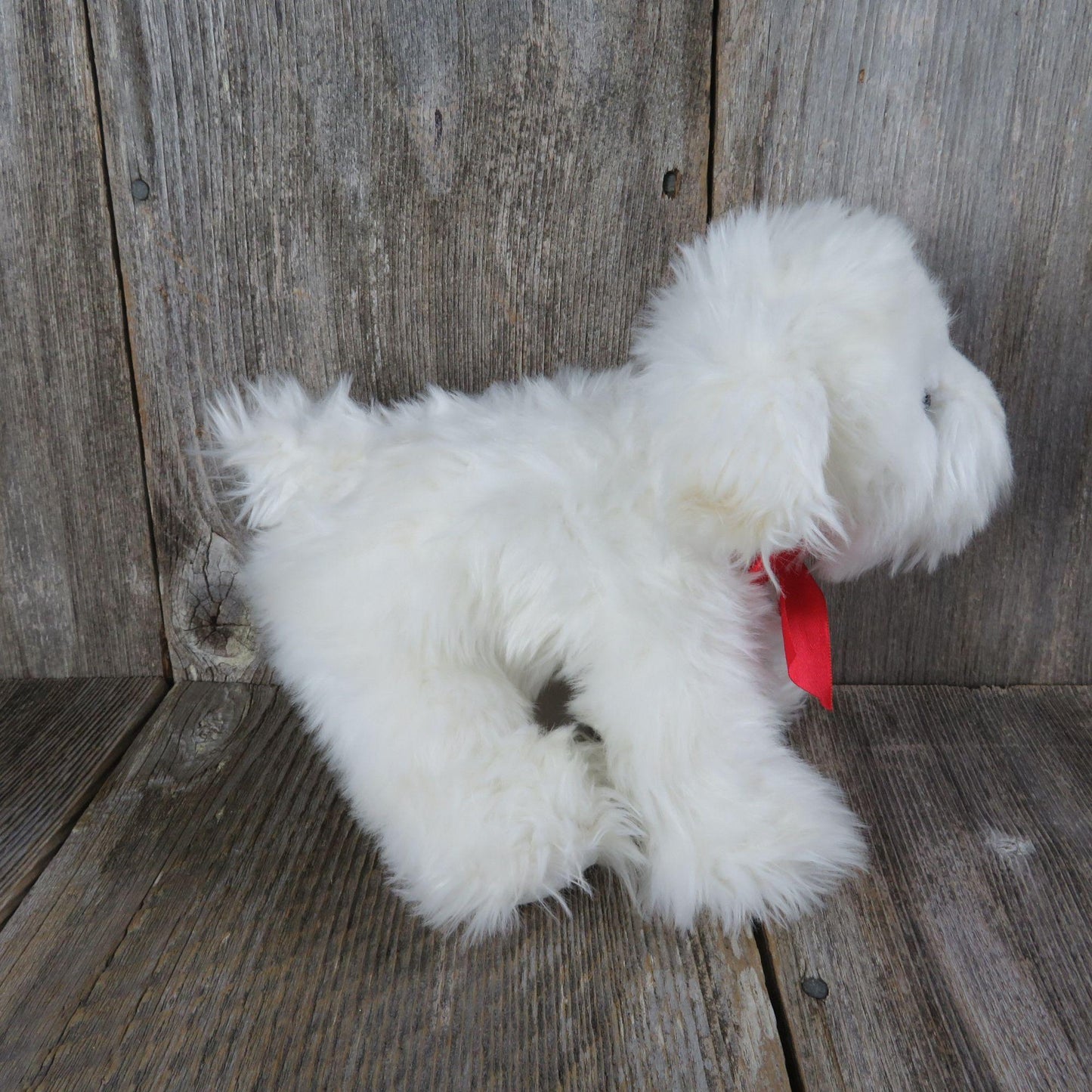 Vintage Bichon Frise Puppy Dog Plush Maltese Applause White Long Haired Stuffed Animal