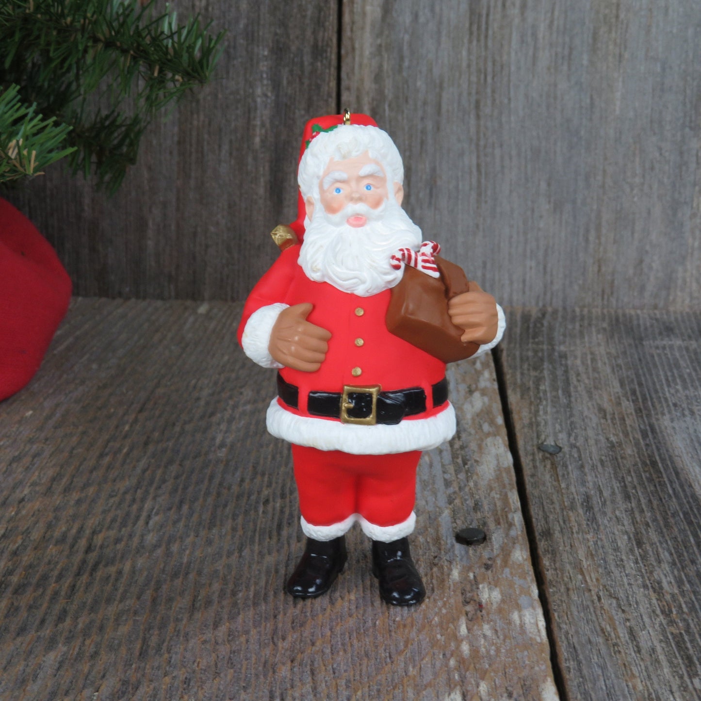 Vintage Santa Holding Saddle Bags Hallmark Ornament Keepsake of Membership Christmas Member 1996