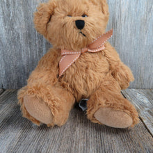 Load image into Gallery viewer, Vintage Teddy Bear Plush Brown Furry Red Bow Russ Stitched Nose Stuffed Animal
