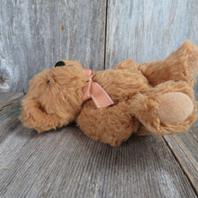 Load image into Gallery viewer, Vintage Teddy Bear Plush Brown Furry Red Bow Russ Stitched Nose Stuffed Animal