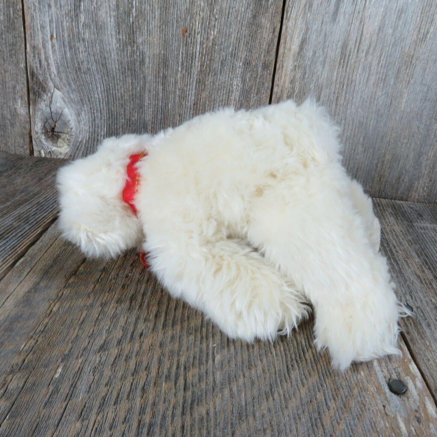 Polar Bear Plush The Cricket Company Stuffed Animal Flocked Nose Red Bow 2003