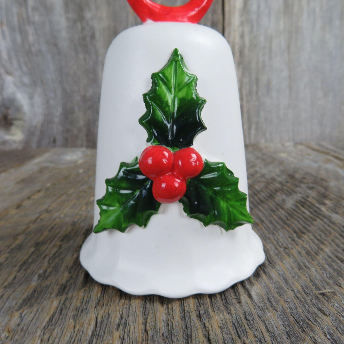 Vintage Holly Berry White Bell Holt Howard Christmas Figurine Japan 1962