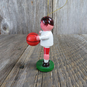 Vintage Basketball Player Wood Ornament Christmas Wooden Scene Figurine Village