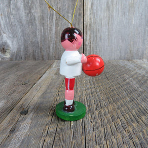 Vintage Basketball Player Wood Ornament Christmas Wooden Scene Figurine Village