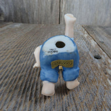 Load image into Gallery viewer, Vintage Boy Tumbling Figurine Bib Overalls Enesco Blonde Jeans 1981