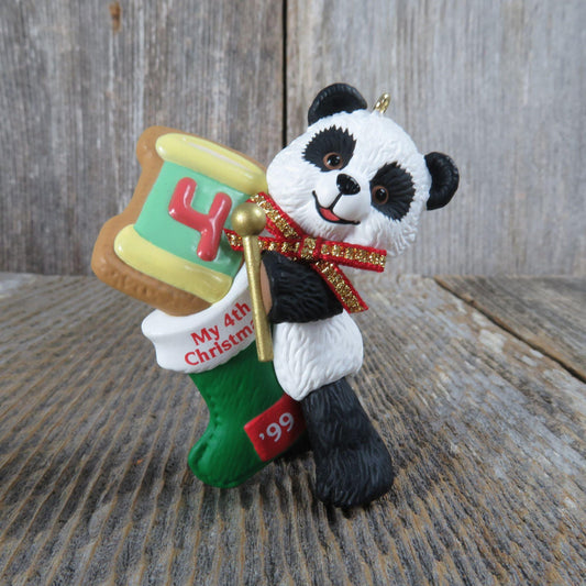 Vintage Teddy Bear Ornament Child's Fourth Christmas 4th Hallmark 1998 Dated Stocking