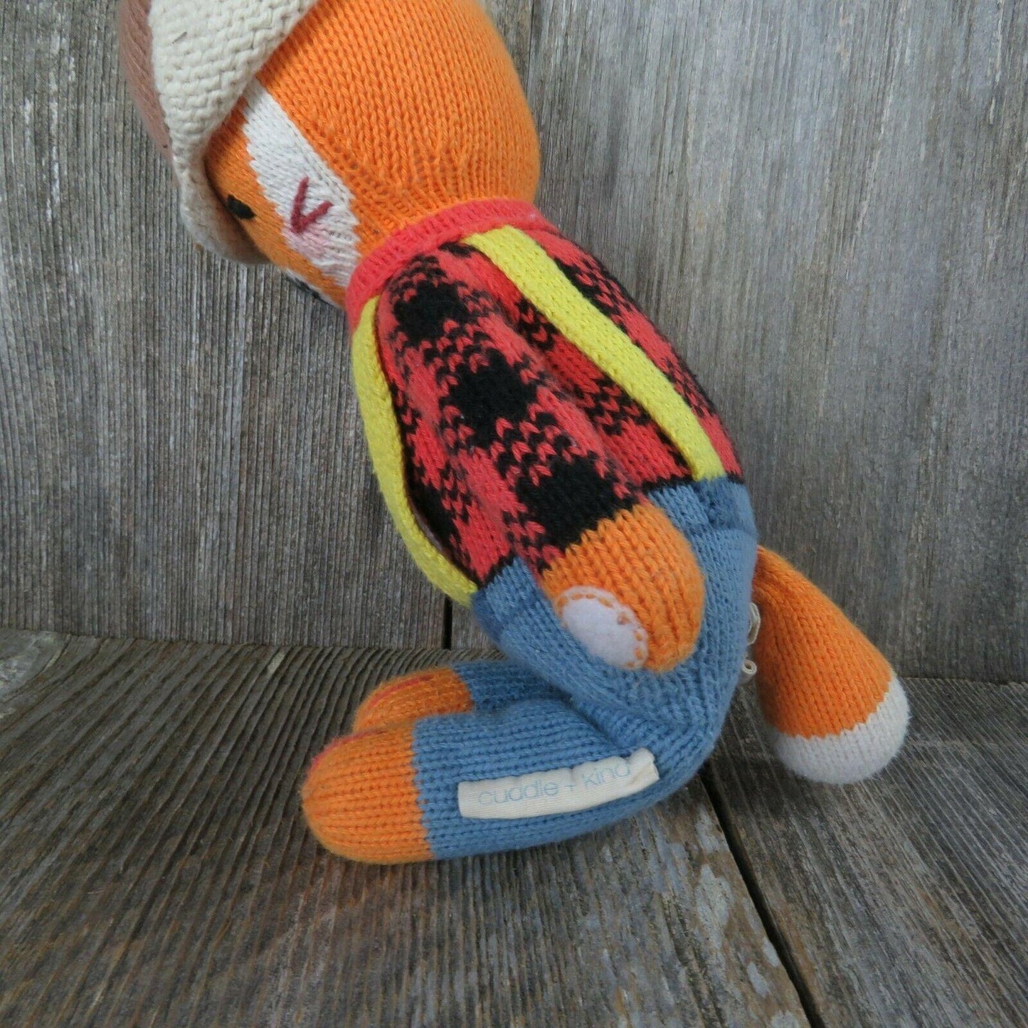 Fox Plush Doll Wyatt Hand Knit Cuddle and Kind Lumberjack Orange Peru Stuffed