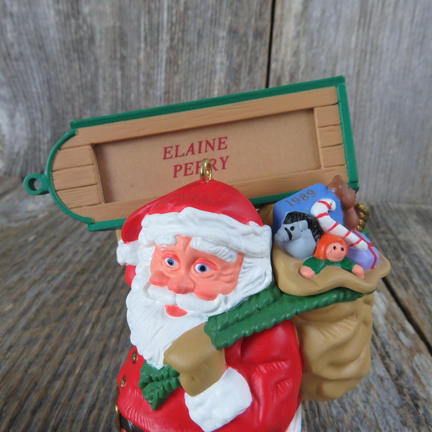 Vintage Visit From Santa Ornament Sled Personalized Hallmark 1989 Christmas Collector's Club