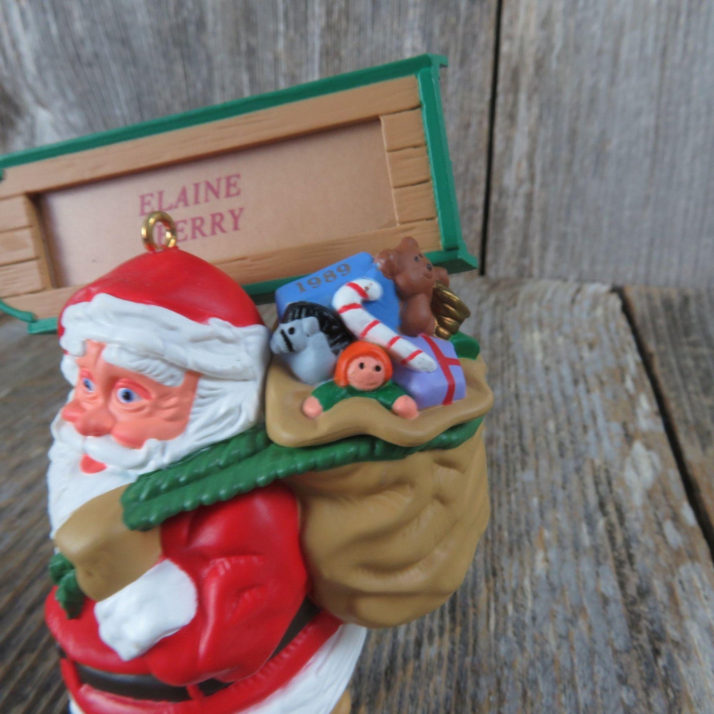 Vintage Visit From Santa Ornament Sled Personalized Hallmark 1989 Christmas Collector's Club