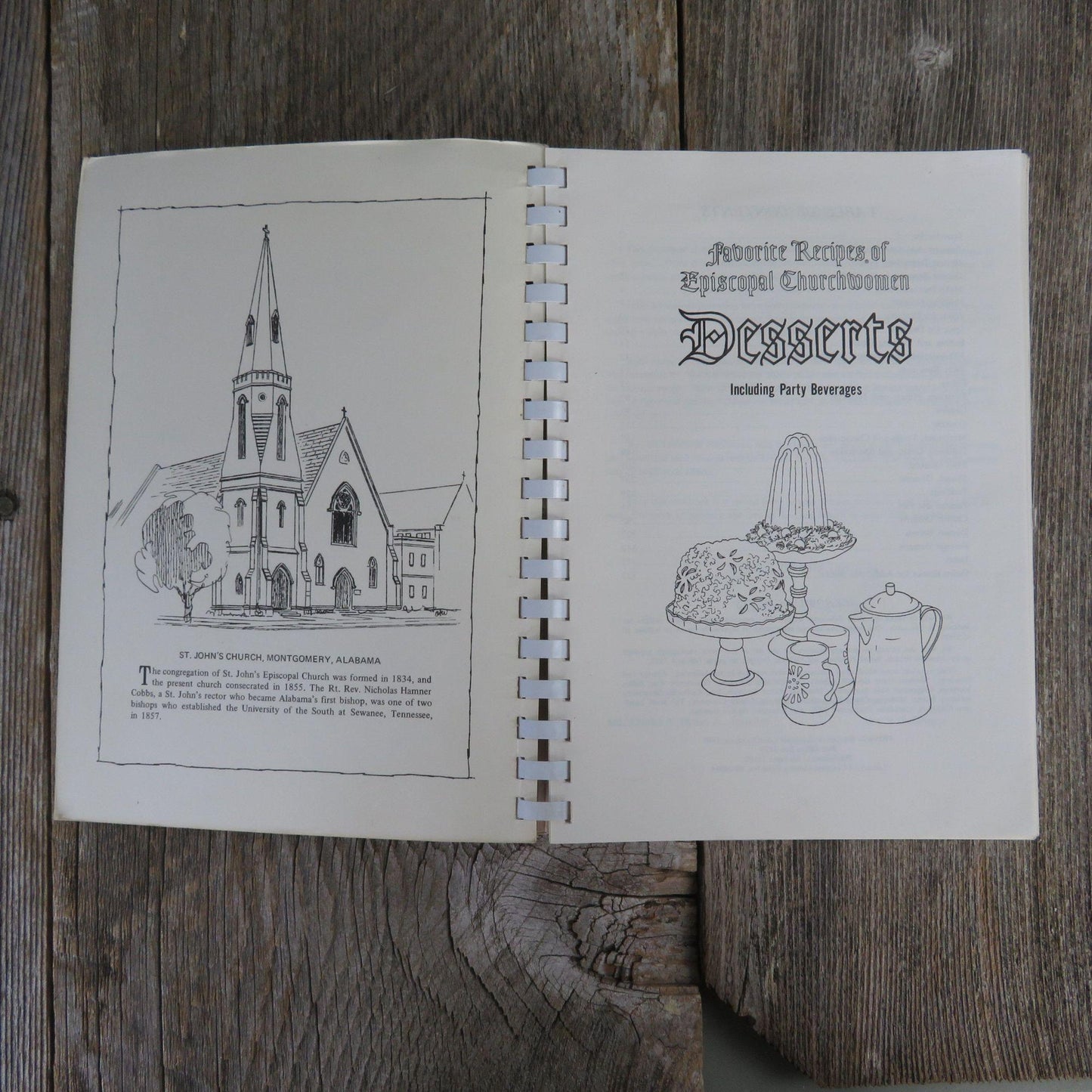 Desserts Cookbook Favorite Recipes of Episcopal Churchwomen 1968 Montgomery Alabama Vintage Spiral Bound
