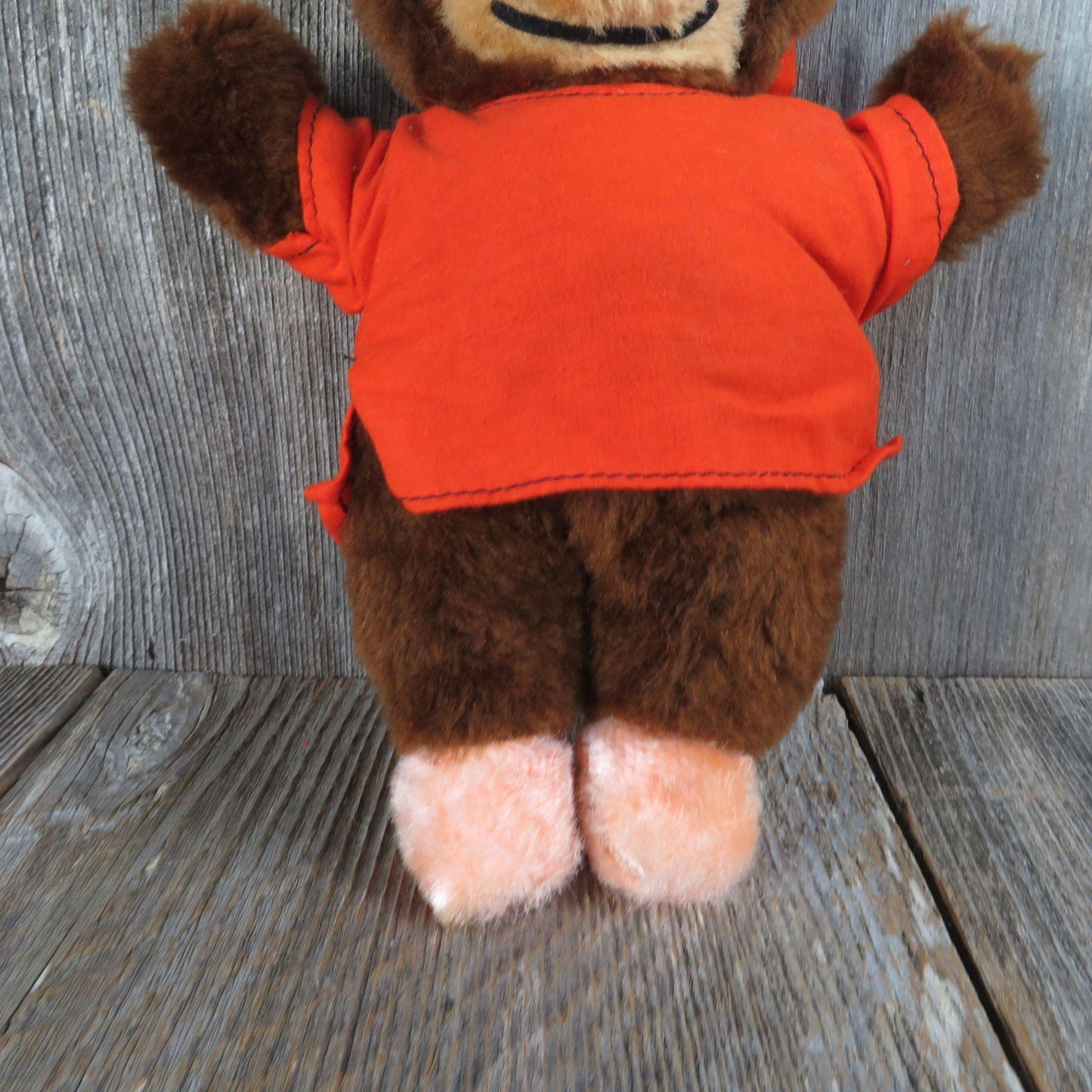 Vintage Sleepy Teddy Bear Plush Orange Pajama Shirt Night Cap Stuffed Animal Felt Eyes