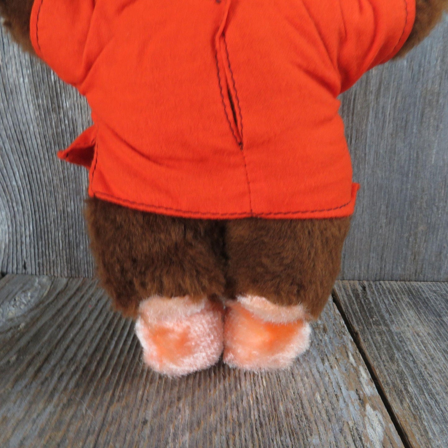 Vintage Sleepy Teddy Bear Plush Orange Pajama Shirt Night Cap Stuffed Animal Felt Eyes