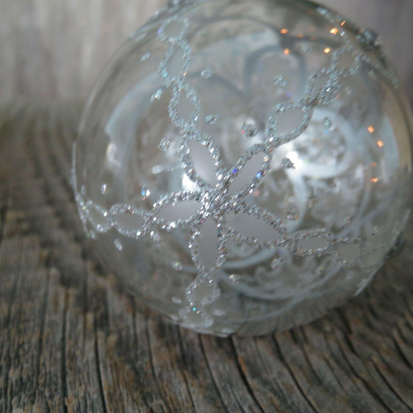 Glass Egg Drop Ornament Clear Silver Glitter Department 56 Christmas