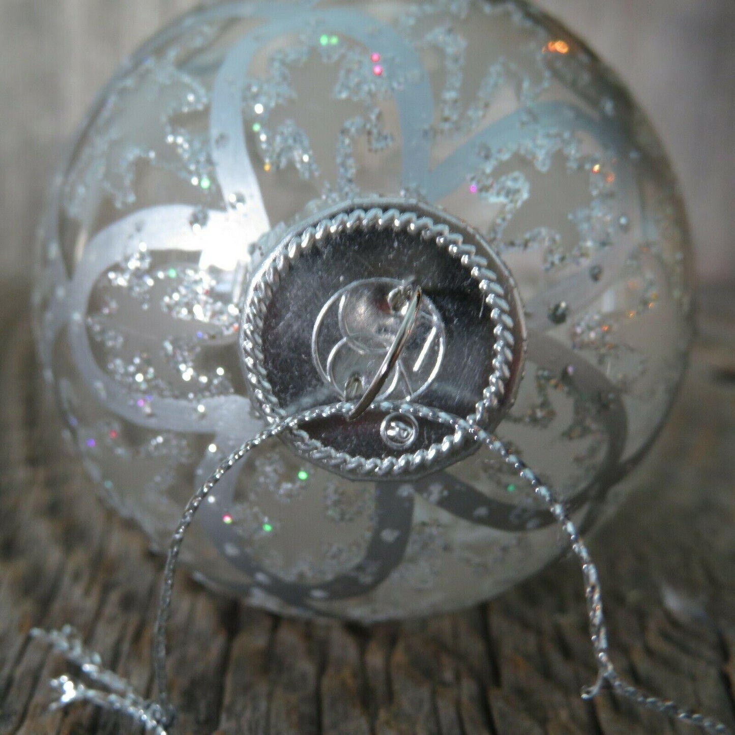 Glass Egg Drop Ornament Clear Silver Glitter Department 56 Christmas