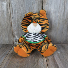 Load image into Gallery viewer, Vintage Tiger Plush Avon Striped Shirt Stuffed Animal 1992 Cat Purrs when Squeezed